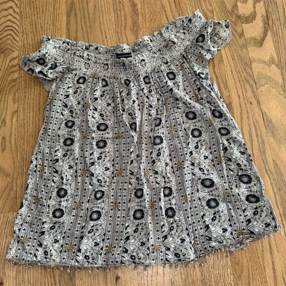 American Eagle Women's Off-Shoulder Smocked Top Multicolor Size Small - Picture 1 of 10
